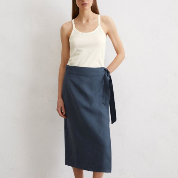 COS Navy Wrap Skirt with Tie, US 2 - Picture 4 of 9